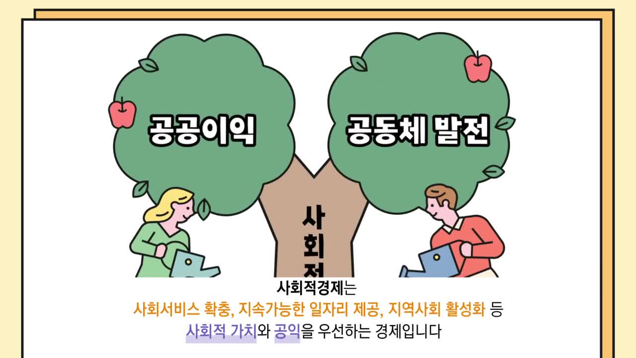 사회적가치 실현을 추구하는 사회적경제를 소개합니다. 